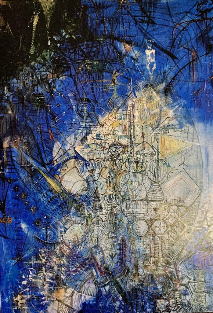 Phantasmata azul, 2003. Óleo sobre lienzo. 160 x 101 cm. Colección Henkel. Guatemala.