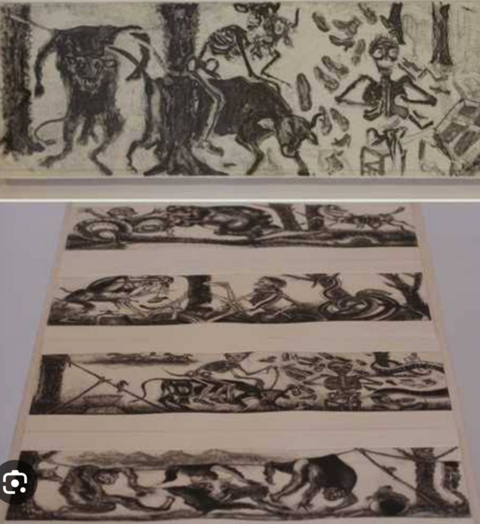 Placas de grabados y pruebas de taller exhibidos en La Habana, Cuba.